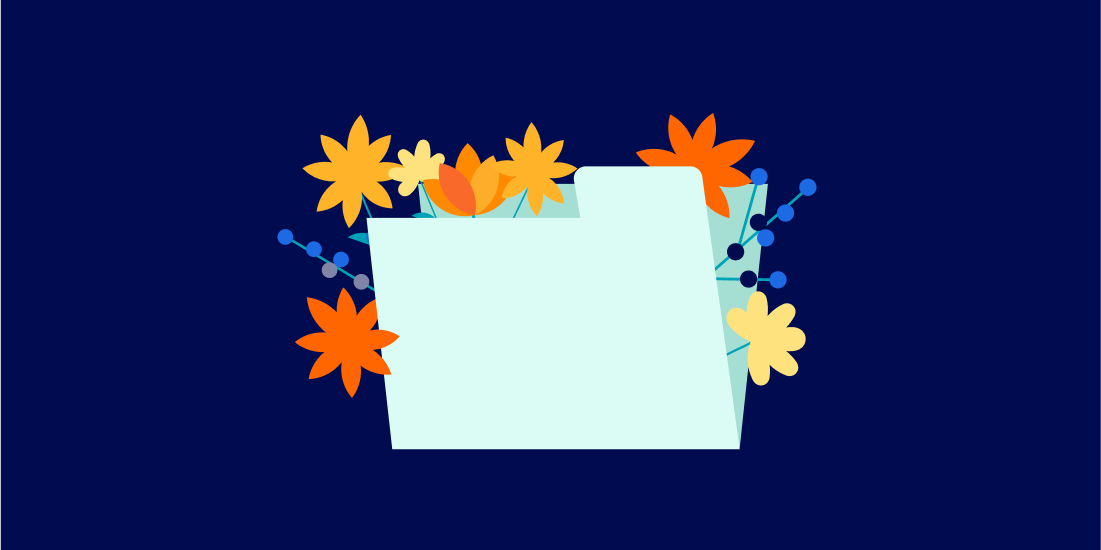 illustration of tax folder containing blossoming flowers